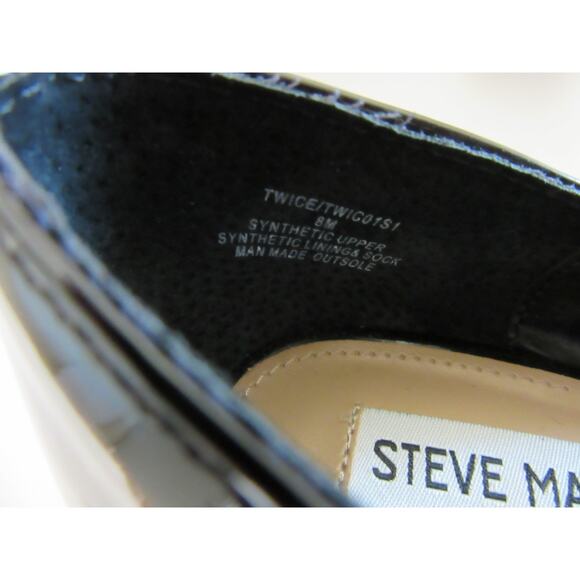 STEVE MADDEN Black Patent Twice Mary Jane Block Heels 8 M - Picture 7 of 7